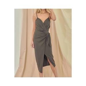 NEW FORE COLLECTION ava wrap midi dress in olive